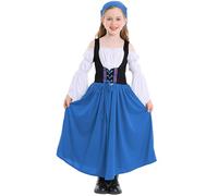 Bkazwe Dirndl Fille Jupe Courte Oktoberfest - Costume Bavarois Dynamique - Idéal Danse, Fête Bière, Carnaval, Spectacle - Enfant Théâtre Performance Tenue Pastorale Ferme Maid cos Jupe
