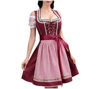 Bkazwe Ensemble Dirndl Femme Élégant: Robe Bavaroise Brodée + Chemisier Dentelle +Ruban - Fête de la Bière, Festival Allemand, Soirée Mariage Thème Vêtements Déguisement Adulte Carnaval