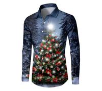 Bkazwe Funky Christmas Chemise de Noël -Hawaienne Noël Homme Coupe-Régulière Manche-Courte Père-Noël X-Mas Pain-D'épices Unisexe Classique Christmas Casual T-Shirt Grande Taille