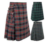 Bkazwe Kilt Ecossais Homme Jupe Portefeuille Style Kilt Écossais - Poches Cargo Utiles, Ceinture Élastique, Léger et Confortable Kilts Homme Journalier Jupe de Chevalier Highland Games