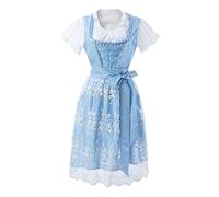 Bkazwe Set Dirndl Femme Oktoberfest 3 Pièces Élégant: Robe + Tablier + Chemisier - Costume Carnaval, Soirée d'Été Allemand Authentique Mariage Thème Vêtements Déguisement Carnaval Halloween