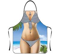 Bkazwe Tablier de Cuisine Fantaisie Sexy et Drôle - Cadeau Étanche Réglable pour Homme Femme - Barbecue, Fête, Noël, Saint Valentin (F)