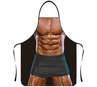 Bkazwe Tablier de Cuisine Homme Humour - Humoristique avec Effet Cadeau Drôle pour Anniversaire Enterrement de Vie Garçon Sexy drôle Tablier Cuisine Homme Musclé Barbecue fête