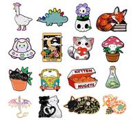 BKBKAAK Lot de 16 épingles en émail avec adorables animaux, lune magique, épingles amusantes pour sacs à dos et chapeau élégantes pour femmes, enfants, filles, tenues, vestes, sacs - Broche esthétique