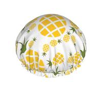 BKDODKS Ananas Bonnet de douche imprimé pour femme léger réutilisable doux double couche imperméable étanche Noir
