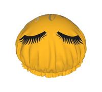 BKDODKS Bonnet de douche à imprimé cils pour femme, léger, réutilisable, doux, double couche imperméable, anti-fuite, noir