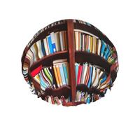 BKDODKS Bonnet de douche imprimé livres pour femme, léger, réutilisable, doux, double couche imperméable, anti-fuite, noir