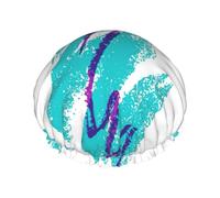 BKDODKS Bonnet de douche imprimé pour femme des années 90 - Léger, réutilisable, doux, double couche imperméable - Anti-fuite - Noir