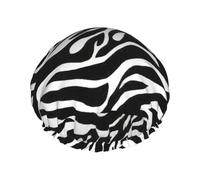 BKDODKS Bonnet de douche imprimé zèbre pour femme, léger, réutilisable, doux, double couche imperméable, anti-fuite, noir