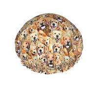 BKDODKS Bonnet de douche pour femme avec imprimé labrador retriever, léger, réutilisable, doux, double couche, étanche, noir