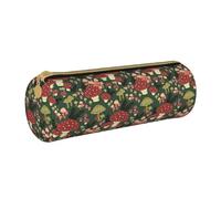 BKDODKS Bright Mushrooms Trousse à crayons en cuir avec fermeture éclair pour adultes Motif champignons