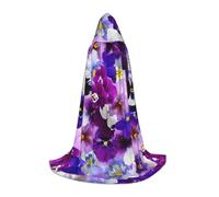 BKDODKS Cape à capuche unisexe avec imprimé floral violet pour cosplay, gothique, Renaissance et plus encore