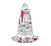 BKDODKS Cape à capuche unisexe avec imprimé « I Love London » pour cosplay, gothique, Renaissance et plus encore