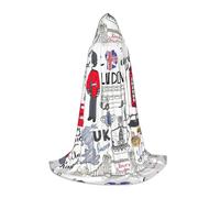 BKDODKS Cape à capuche unisexe avec imprimé « I Love London » pour cosplay, gothique, Renaissance et plus encore