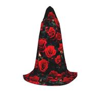 BKDODKS Cape à capuche unisexe avec imprimé rose rouge pour cosplay, gothique, Renaissance et plus encore