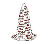 BKDODKS Cape à capuche unisexe avec imprimé saumon pour cosplay, gothique, Renaissance et plus encore