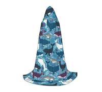 BKDODKS Cape à capuche unisexe avec motif baleine pour cosplay, gothique, Renaissance et plus encore