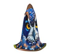 BKDODKS Cape à capuche unisexe pour cosplay, gothique, Renaissance et plus encore Motif chouette bleue