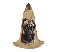 BKDODKS Cape unisexe à capuche avec imprimé chien carlin pour cosplay, gothique, Renaissance, etc