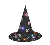 BKDODKS Chapeau de sorcière d'Halloween avec imprimé abeille - Chapeau de sorcière lumineux pour adulte pour Halloween et Noël