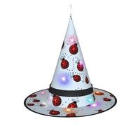 BKDODKS Chapeau de sorcière d'Halloween avec imprimé coccinelle - Chapeau de sorcière lumineux pour adulte - Pour Halloween et Noël
