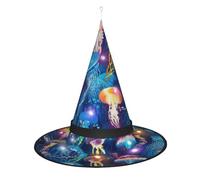 BKDODKS Chapeau de sorcière d'Halloween avec imprimé méduses colorées, chapeau de sorcière pour adultes, Halloween, fêtes de Noël
