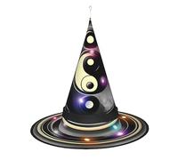 BKDODKS Chapeau de sorcière d'Halloween avec motif Yin Yang - Chapeau de sorcière lumineux pour adulte - Pour Halloween et Noël