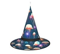 BKDODKS Chapeau de sorcière d'Halloween imprimé à motif méduse - Chapeau de sorcière adulte lumineux Halloween fêtes de Noël