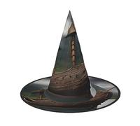 BKDODKS Chapeaux de sorcière effrayants avec imprimé bateau viking amusant pour Halloween