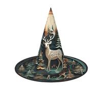 BKDODKS Chapeaux de sorcière effrayants avec imprimé cerf de Noël pour Halloween et femme