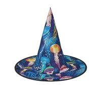 BKDODKS Chapeaux de sorcière effrayants avec imprimé méduses colorées pour Halloween