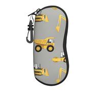 BKDODKS Étui à lunettes souple avec fermeture éclair et motif camions de chantier, noir, taille unique