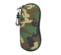 BKDODKS Étui à lunettes souple avec fermeture éclair - Motif camouflage militaire - Vert, noir, taille unique