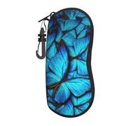 BKDODKS Étui à lunettes souple avec fermeture éclair Motif papillons Bleu, noir, taille unique