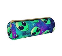 BKDODKS Étui en cuir imprimé extraterrestre vert adulte unisexe avec fermeture éclair légère, Blanc, Taglia Unica