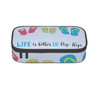 BKDODKS Flip Flops Calligraphie Chaussures de plage Imprimer Multifonctionnel Trousse à crayons Papeterie Sac de rangement Fournitures Favorite Adultes