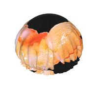 BKDODKS Glutton - Bonnet de douche imprimé crevettes pour femme, léger, réutilisable, doux, double couche imperméable, anti-fuite, noir