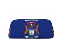BKDODKS Grande trousse à crayons avec fermeture éclair et imprimé drapeau de l'État du Michigan - Trousse multifonction pour le travail et les voyages
