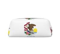 BKDODKS Grande trousse à crayons avec fermeture éclair et motif drapeau de l'État de l'Illinois - Pour le travail et les voyages