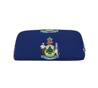 BKDODKS Grande trousse à crayons avec fermeture éclair et motif drapeau de l'État du Maine