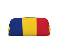 BKDODKS Grande trousse à crayons avec imprimé drapeau de la Roumanie avec fermeture éclair pour le travail et les voyages
