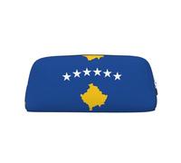 BKDODKS Grande trousse à crayons avec imprimé drapeau du Kosovo avec fermeture éclair - Trousse multifonction pour le travail et les voyages