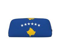 BKDODKS Grande trousse à crayons avec imprimé drapeau du Kosovo avec fermeture éclair - Trousse multifonction pour le travail et les voyages
