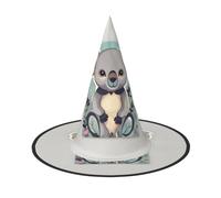 BKDODKS Joli koala imprimé drôle chapeaux d'Halloween décoration de fête unique chapeaux de sorcière effrayants pour femmes hommes accessoire