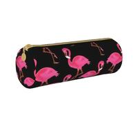 BKDODKS Jolie trousse à crayons en cuir pour adultes avec fermeture éclair et imprimé flamants roses rouges