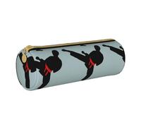 BKDODKS Karaté Boy Vector Ceinture Changeable Couleur Imprimé Adultes Trousse à Crayon en Cuir Hommes Femmes Trousse à Crayon Pochette avec Fermeture Éclair Légère