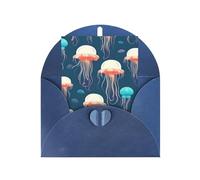 BKDODKS Lot de cartes de vœux vierges avec motif méduses pour anniversaire de Noël et condoléances 4 x 6 cm