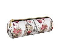 BKDODKS Love Paris Tower Trousse à crayons en cuir avec fermeture éclair et fermeture éclair Motif cœur, blanc, Taille unique