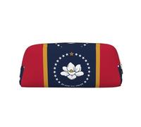 BKDODKS Mississippi Trousse à crayons avec fermeture éclair Motif drapeau de l'État du Mississippi Grande trousse à crayons multifonction