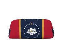 BKDODKS Mississippi Trousse à crayons avec fermeture éclair Motif drapeau de l'État du Mississippi Grande trousse à crayons multifonction
